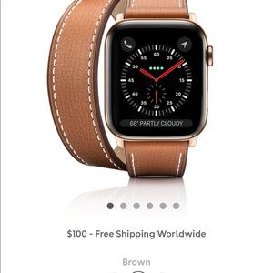Caseify Double Layer Brown Leather Apple Band